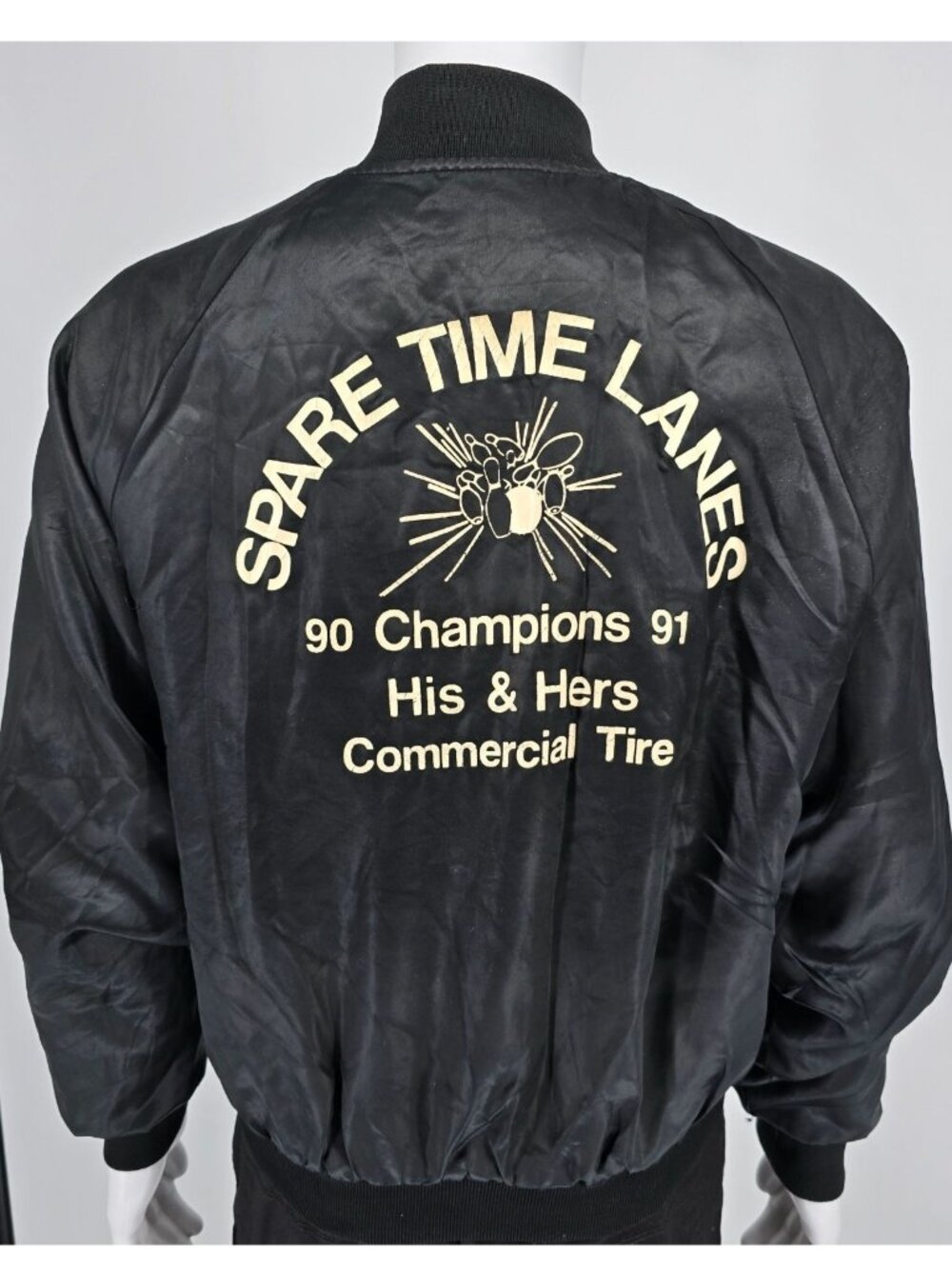 Vintage 1990s Spare Time Lanes 90 91 His & Hers Champions Bowling Jacket (L)